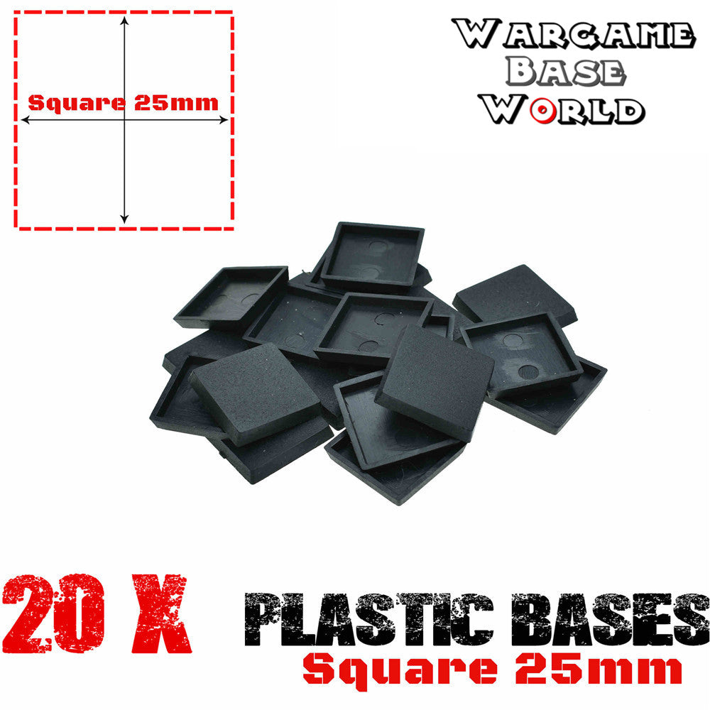 Wargame Base World - Lot of 20 wargaming square 25mm base for warhammer game - WargameBase Store