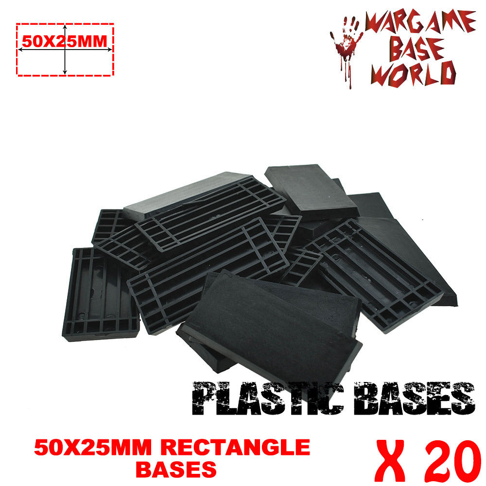 Wargame Base World - Lot of 20 -  50x25mm rectangular plastic bases - WargameBase Store