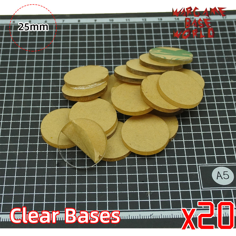25mm Round Clear Bases TRANSPARENT / CLEAR BASES for Miniatures - WargameBase Store