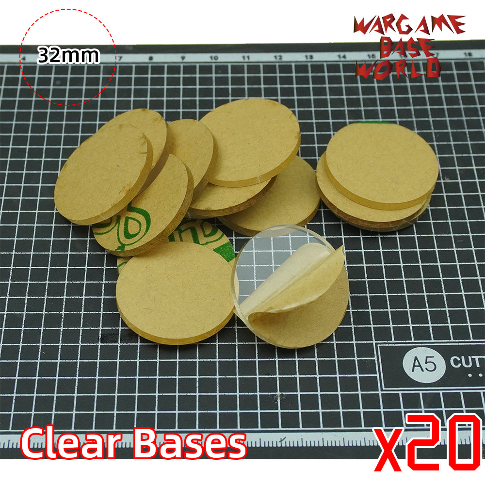 32mm Round Clear Bases TRANSPARENT / CLEAR BASES for Miniatures - WargameBase Store