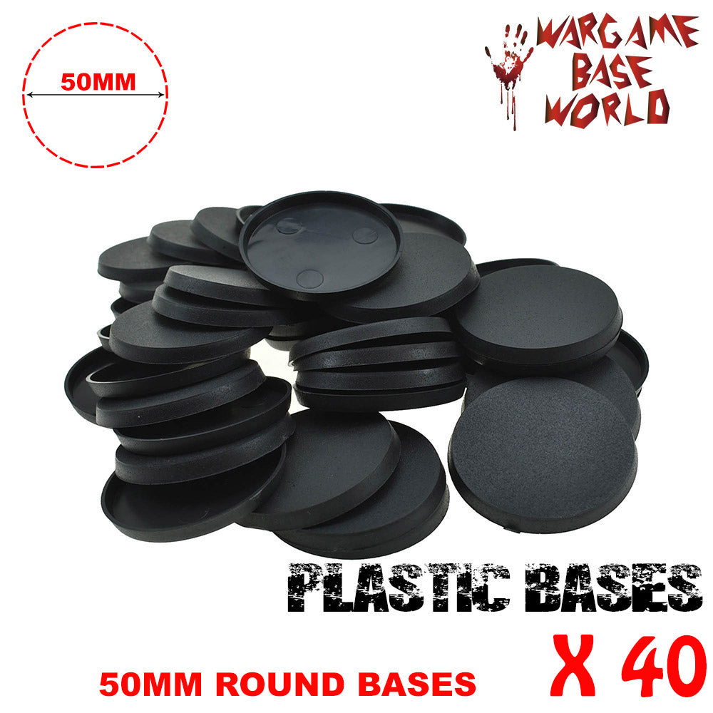 Wargame Base World - Lot of 40 -  50mm round plastic bases - WargameBase Store