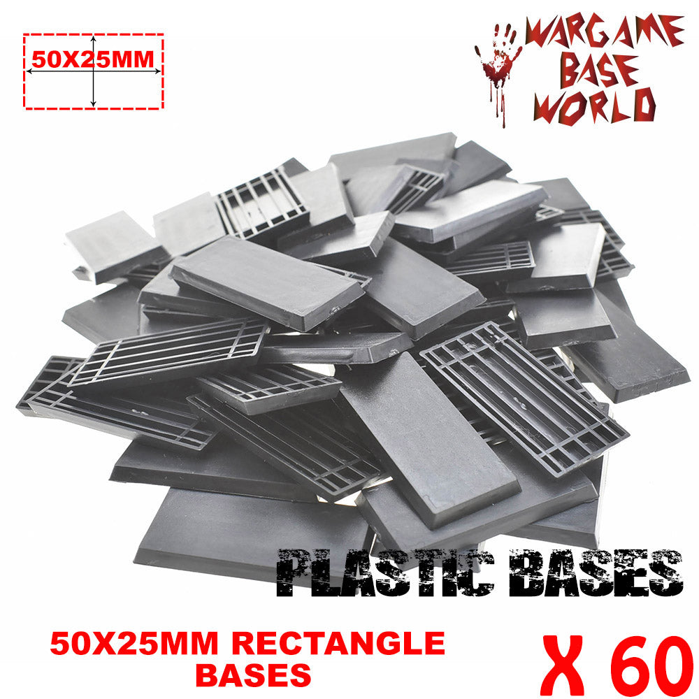 Wargame Base World - Lot of 60 - 50x25mm rectangular plastic bases - WargameBase Store