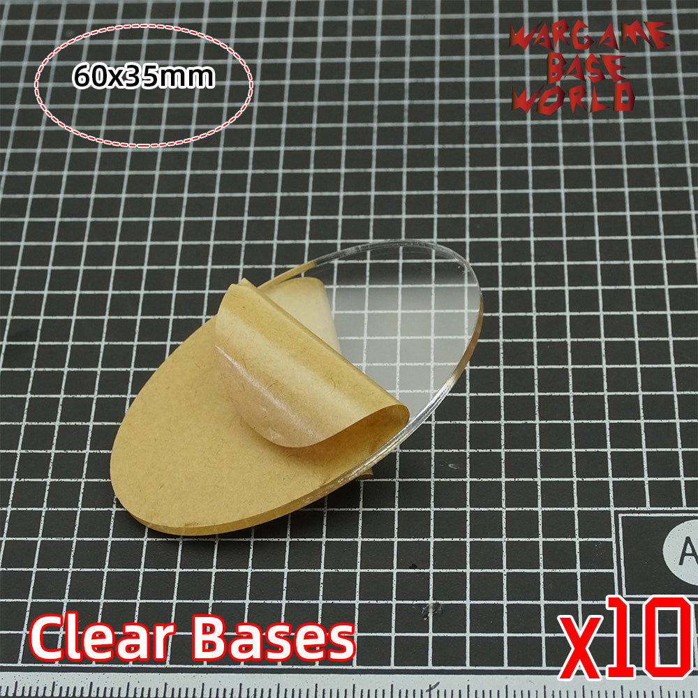 Oval clear 60x35mm round clear bases TRANSPARENT / CLEAR BASES for Miniatures - WargameBase Store