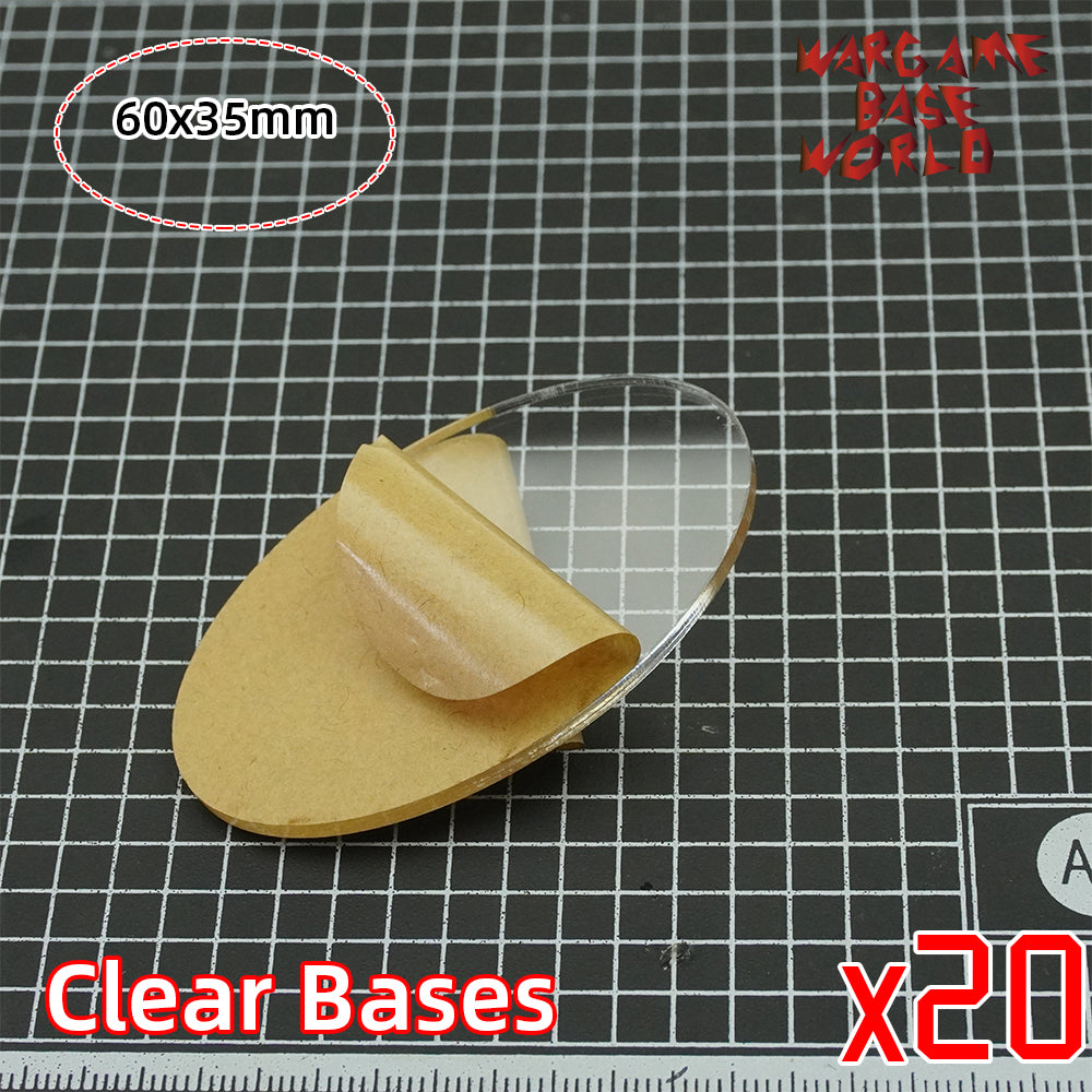 Oval clear 60x35mm round clear bases TRANSPARENT / CLEAR BASES for Miniatures - WargameBase Store