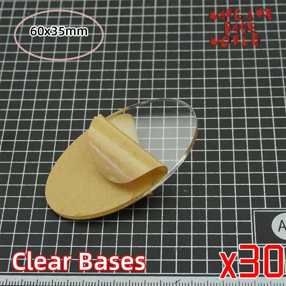 Oval clear 60x35mm round clear bases TRANSPARENT / CLEAR BASES for Miniatures - WargameBase Store