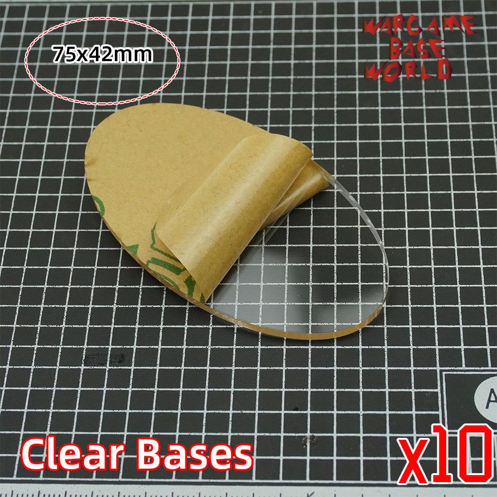 Oval clear 75x42mm round clear bases TRANSPARENT / CLEAR BASES for Miniatures - WargameBase Store