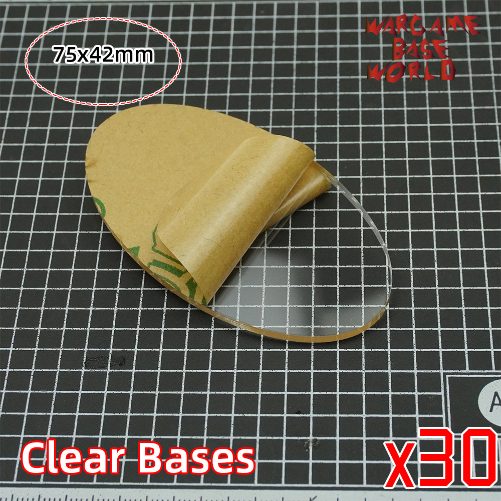 Oval clear 75x42mm round clear bases TRANSPARENT / CLEAR BASES for Miniatures - WargameBase Store