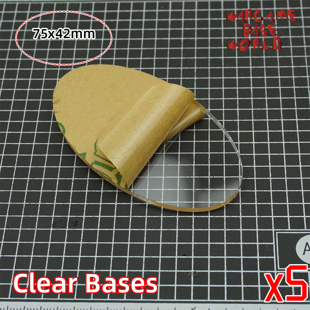 Oval clear 75x42mm round clear bases TRANSPARENT / CLEAR BASES for Miniatures - WargameBase Store