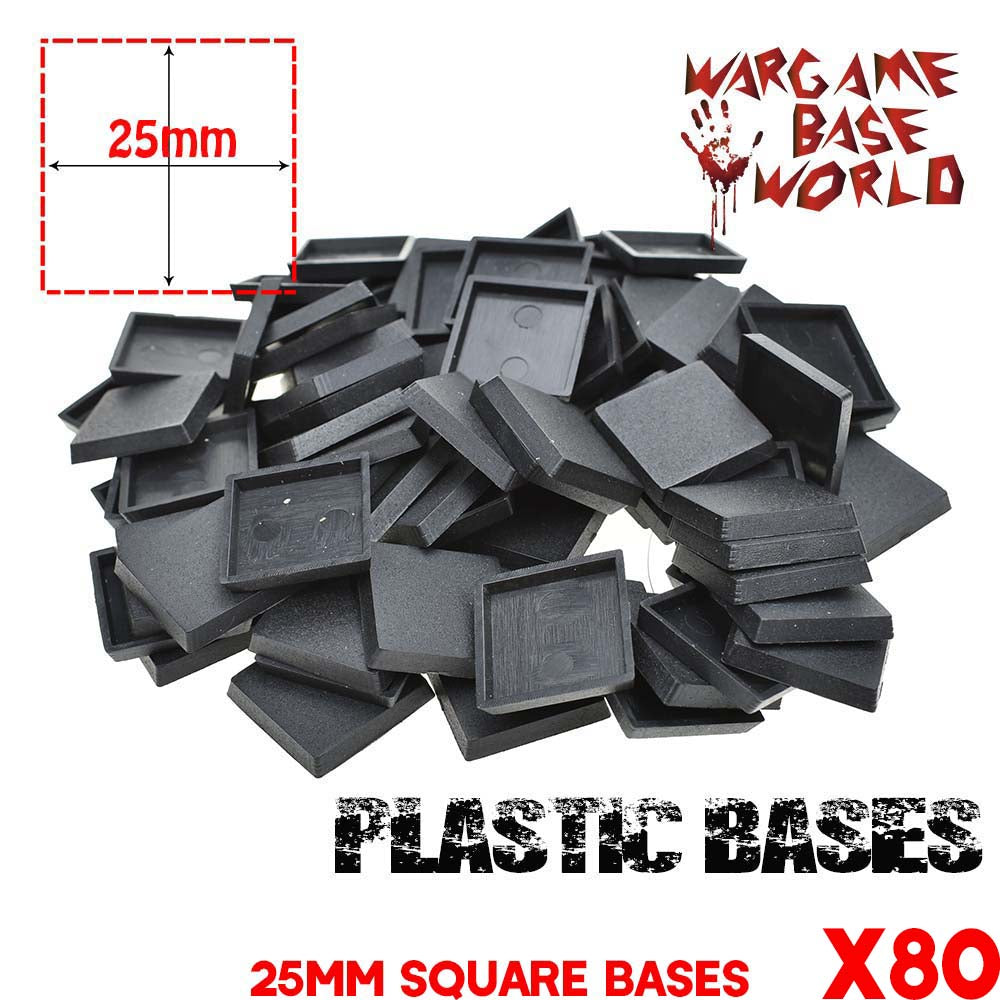 Wargame Base World - Lot of 80 25mm square miniature bases for Warhammer Game - WargameBase Store