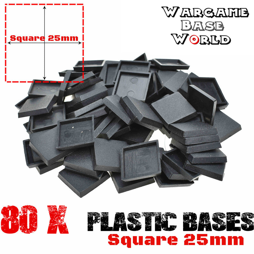 Wargame Base World - Lot of 80 25mm square miniature bases for Warhammer Game - WargameBase Store