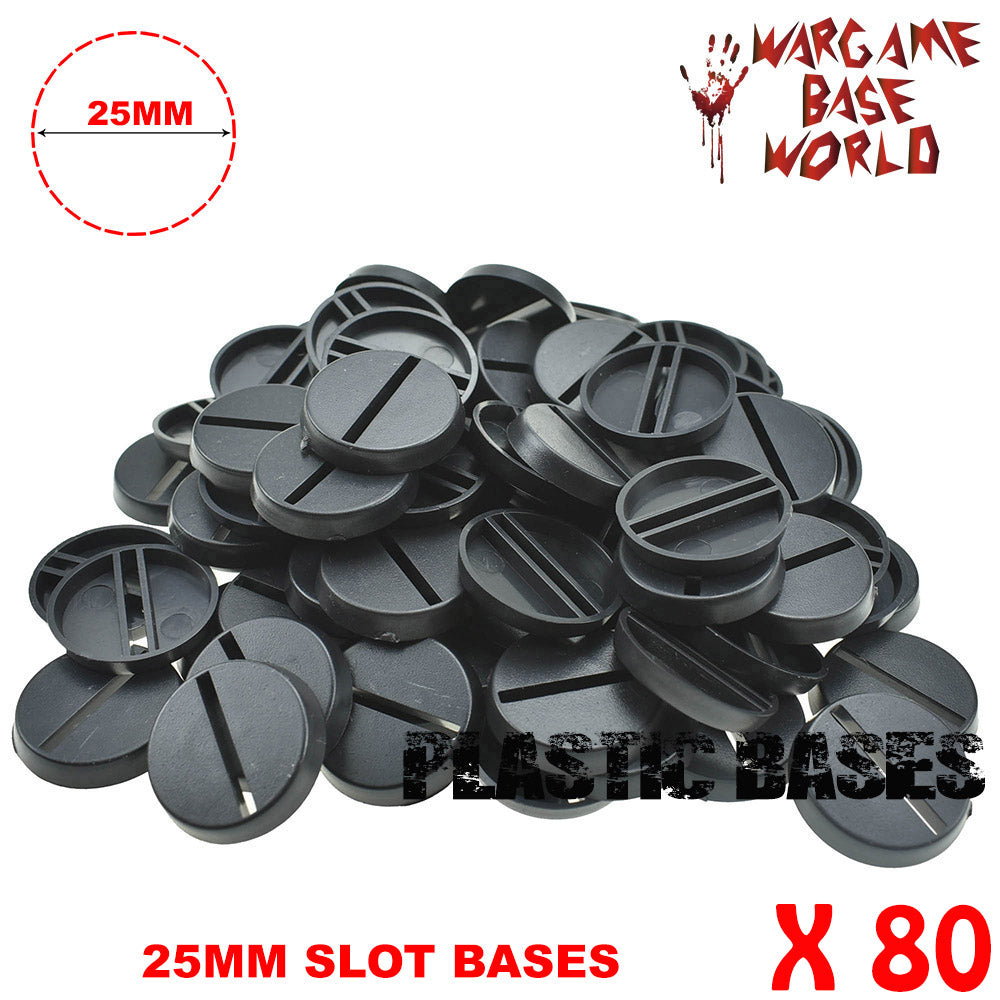 Wargame Base World - Lot of 80 25mm plastic round slot bases - WargameBase Store