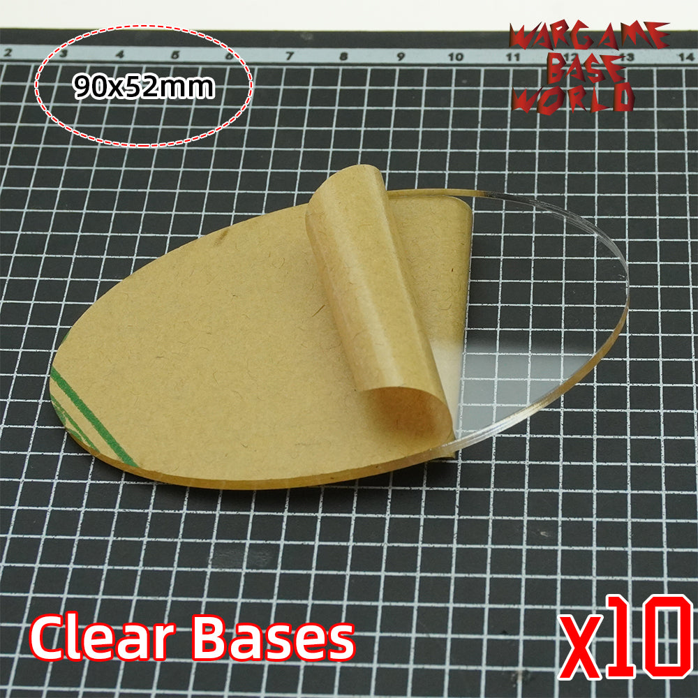Oval clear 90x52mm round clear bases TRANSPARENT / CLEAR BASES for Miniatures - WargameBase Store