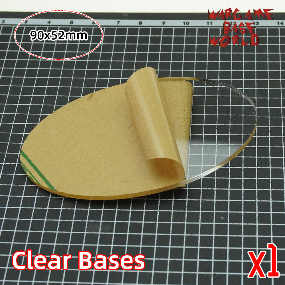 Oval clear 90x52mm round clear bases TRANSPARENT / CLEAR BASES for Miniatures - WargameBase Store