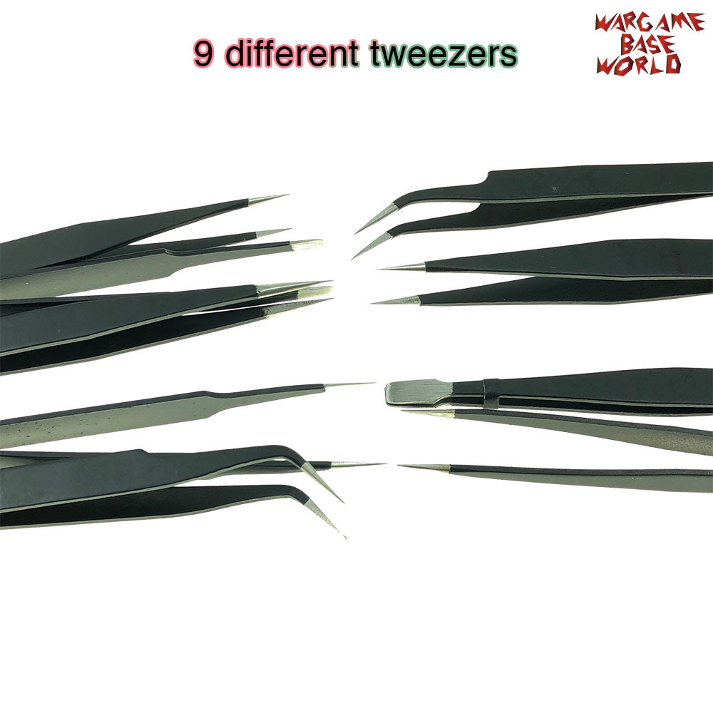 Tweezers Suit - Stainless Steel - High elasticity -9pcs - WargameBase Store