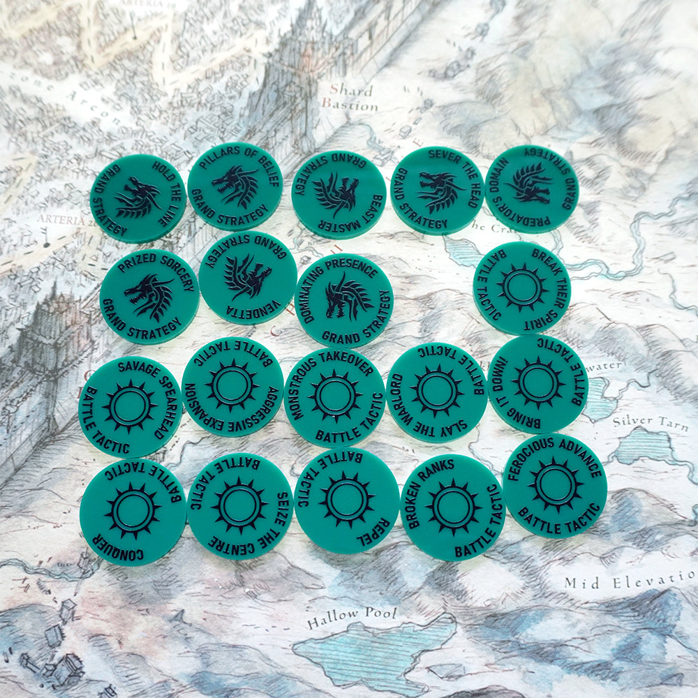 Tabletop Spells/Psychics/Abilities tokens Set for WH/AOS - AOS Tokens 19pcs UV print NO NEED PAINT